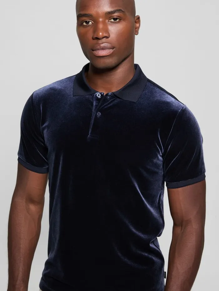 GUESS Shirts Rio Liquid Velvet Polo Blue 8211 Men