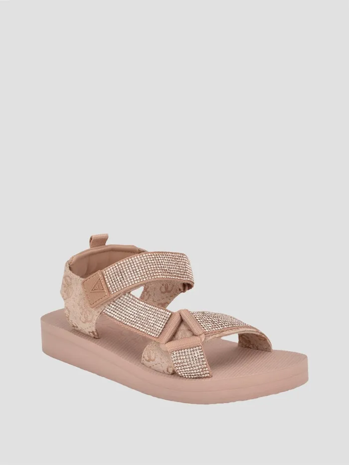 GUESS Shoes Nylaha Rhinestone Flatform Sandals Pink 8211 Women