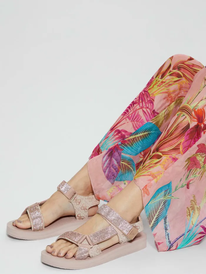 GUESS Shoes Nylaha Rhinestone Flatform Sandals Pink 8211 Women