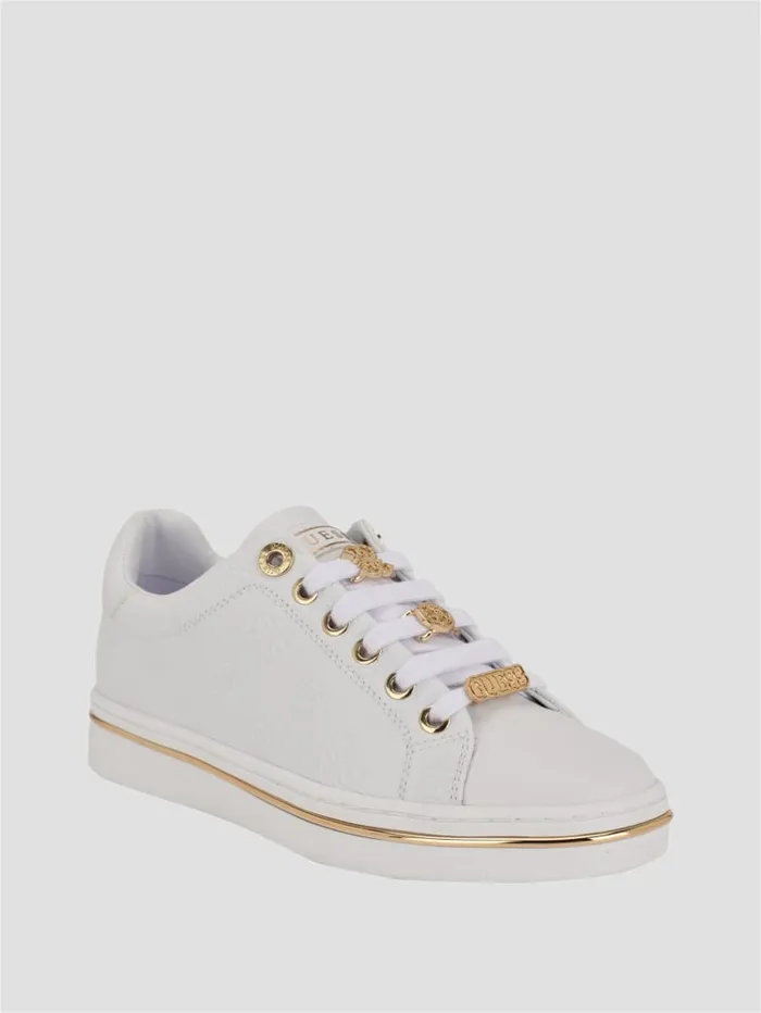 GUESS Shoes Stasey Debossed LowTop Sneakers White 8211 Women