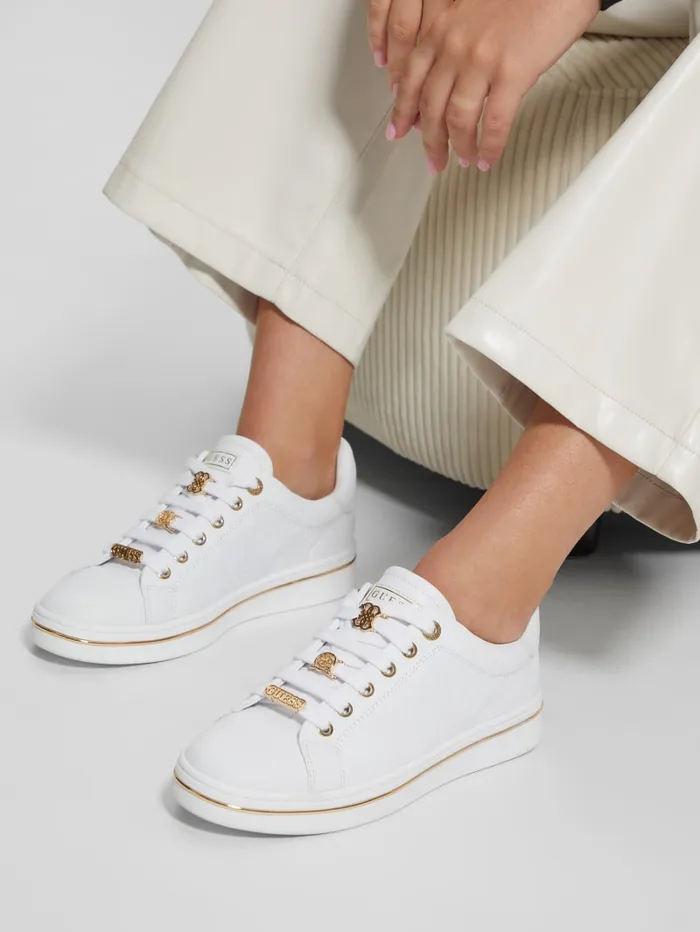 GUESS Shoes Stasey Debossed LowTop Sneakers White 8211 Women