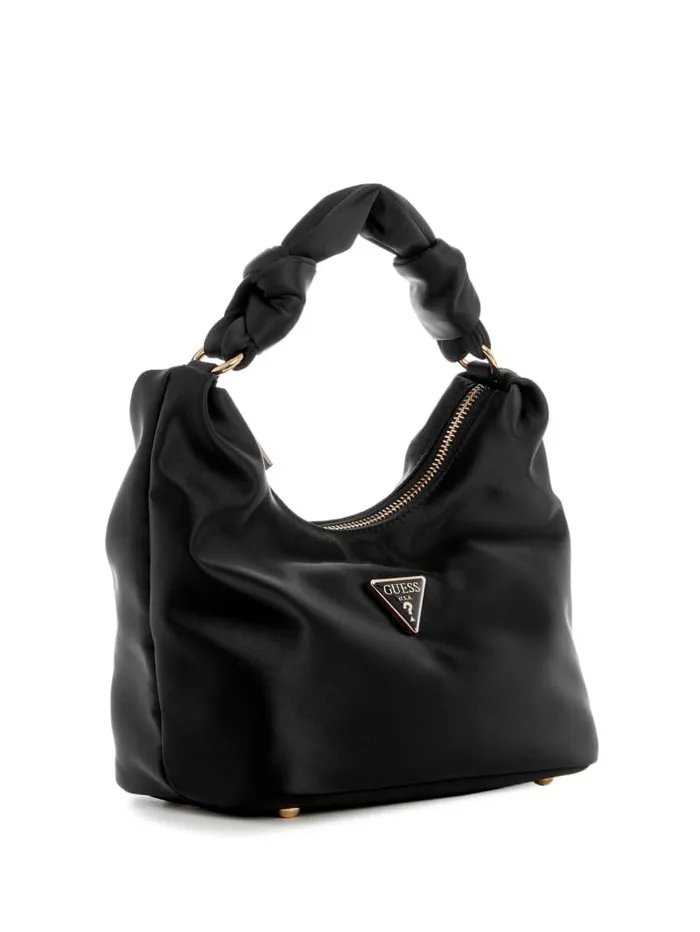 GUESS Shoulder Bags Velina Satin Hobo Bag Black 8211 Unisex