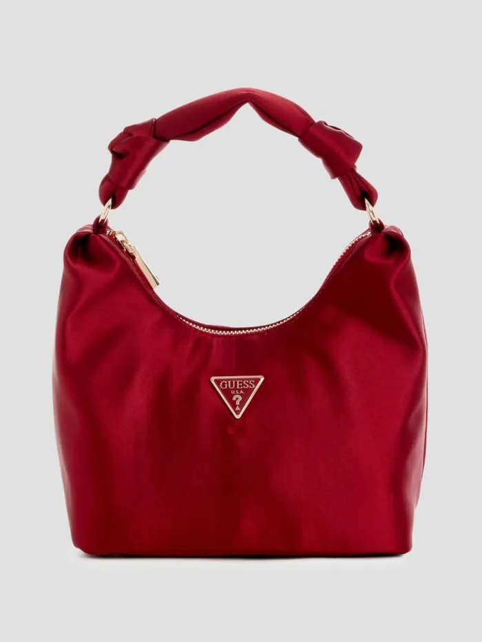 GUESS Shoulder Bags Velina Satin Hobo Bag Black 8211 Unisex