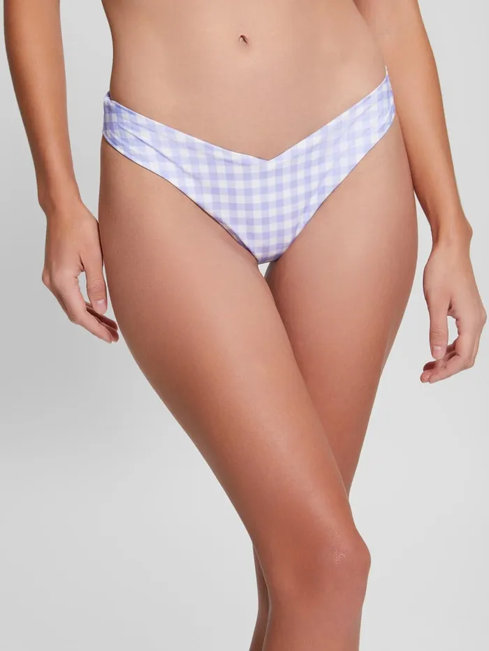 GUESS Swimwear Eco VFront Brazilian Bikini Bottoms Purple 8211 Women