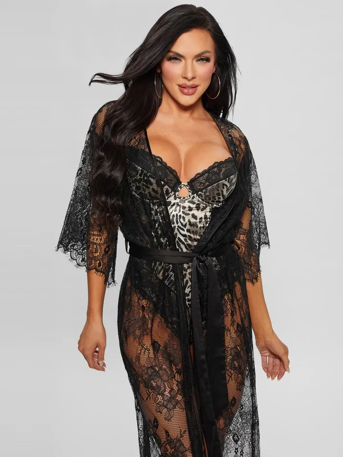 GUESS Swimwear SemiSheer Lace Kimono Black 8211 Women