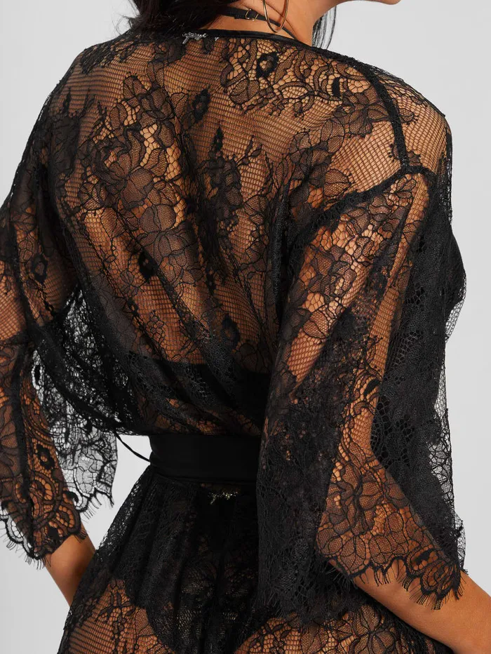 GUESS Swimwear SemiSheer Lace Kimono Black 8211 Women