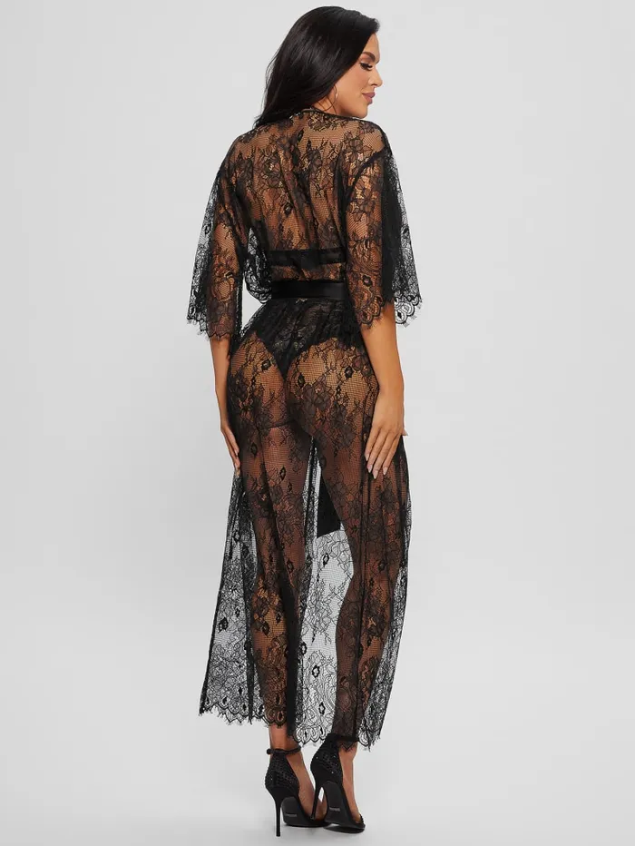 GUESS Swimwear SemiSheer Lace Kimono Black 8211 Women