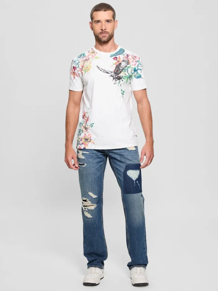 GUESS T Shirts and Tanks Eco Floral Hawk Tee White 8211 Men
