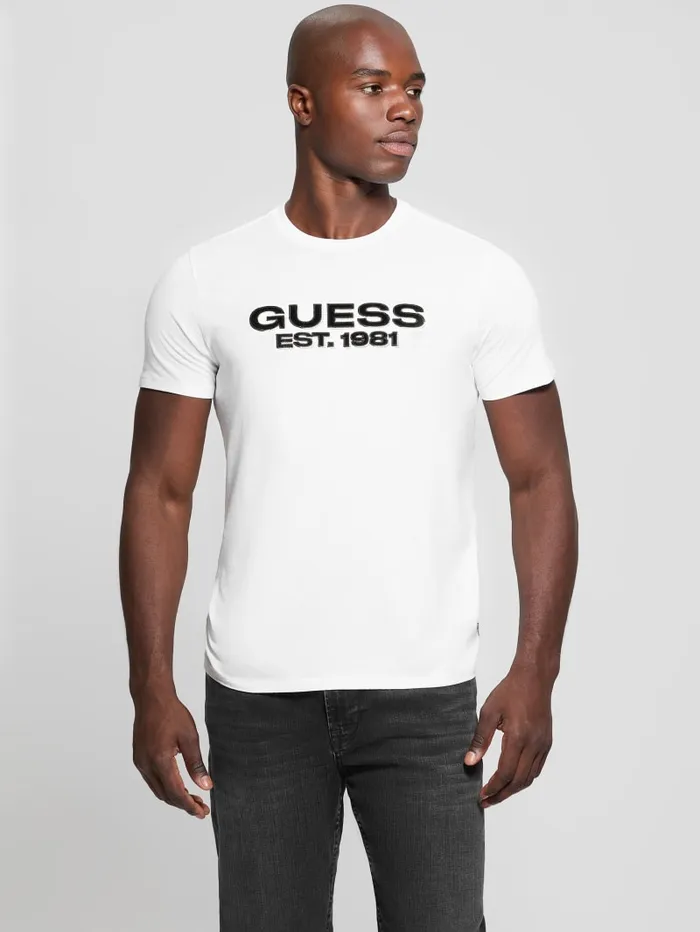 GUESS T Shirts and Tanks Eco Velvet Signature Tee Black 8211 Men