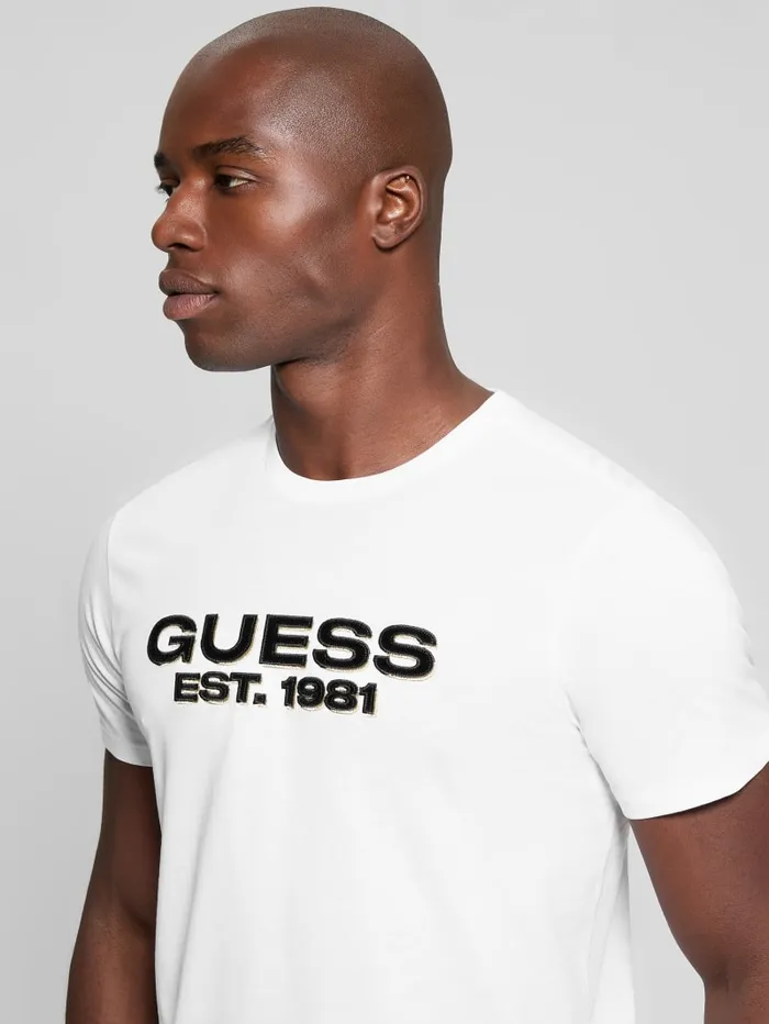 GUESS T Shirts and Tanks Eco Velvet Signature Tee Black 8211 Men