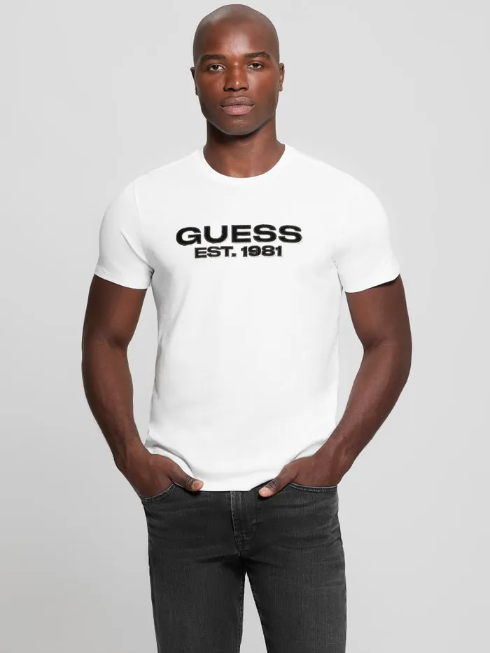 GUESS T Shirts and Tanks Eco Velvet Signature Tee Black 8211 Men