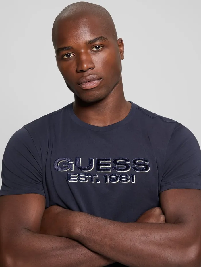 GUESS T Shirts and Tanks Eco Velvet Signature Tee Black 8211 Men