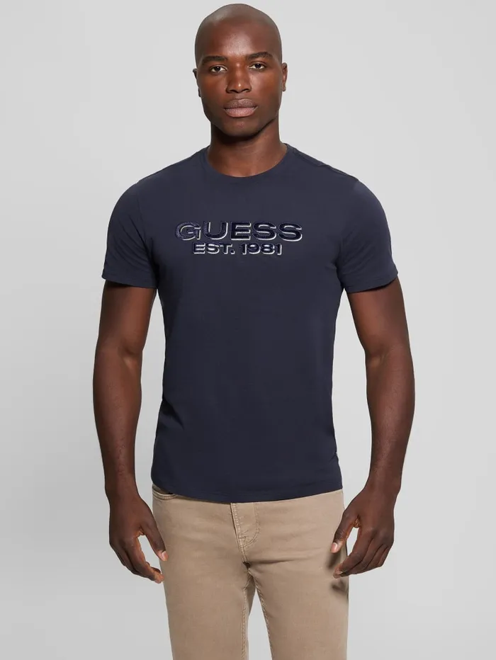 GUESS T Shirts and Tanks Eco Velvet Signature Tee Black 8211 Men