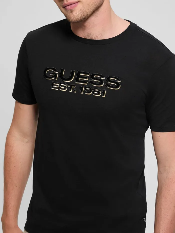 GUESS T Shirts and Tanks Eco Velvet Signature Tee Black 8211 Men