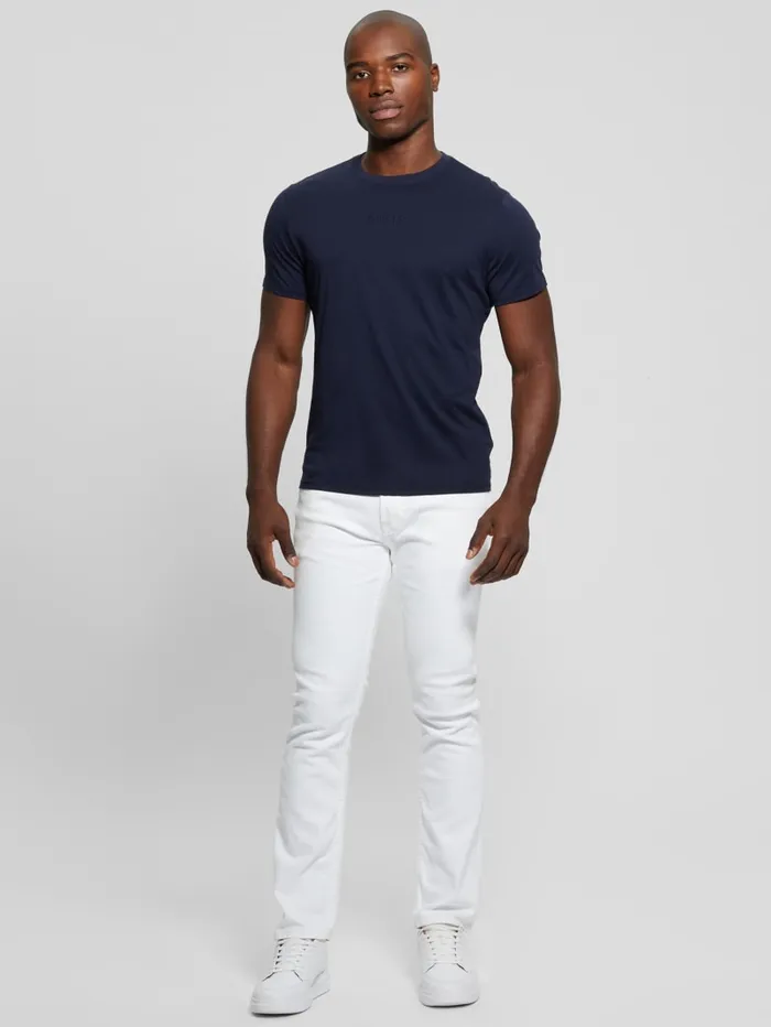 GUESS T Shirts and Tanks Embroidered Signature Tee Blue 8211 Men