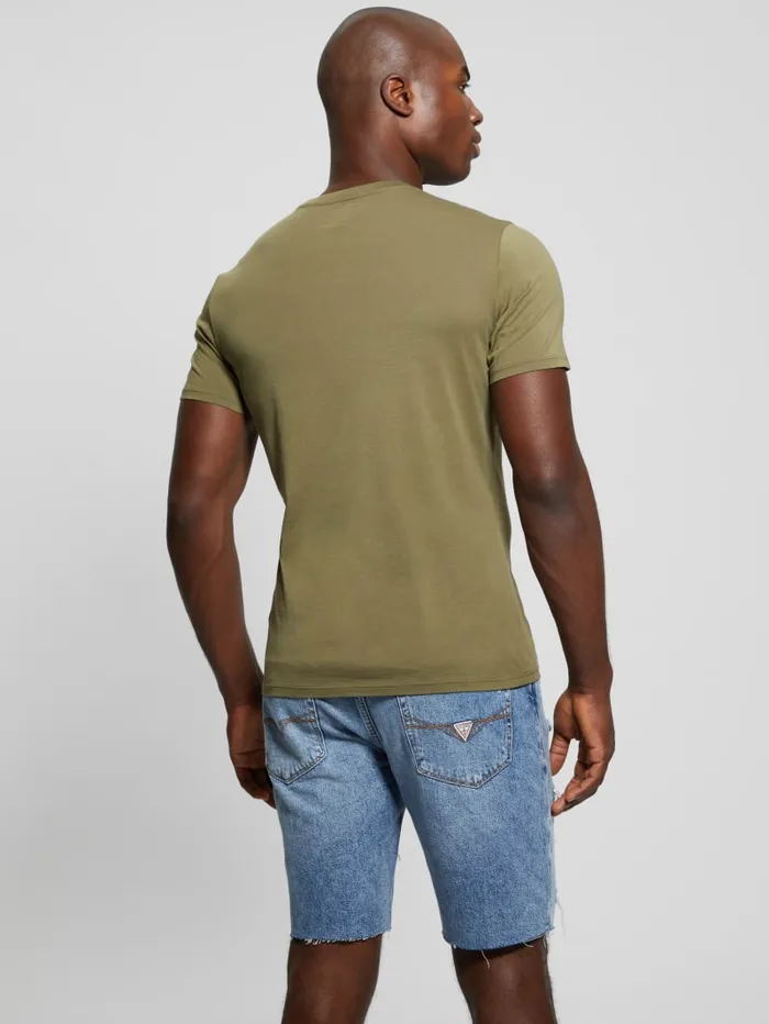 GUESS T Shirts and Tanks Embroidered Signature Tee Blue 8211 Men