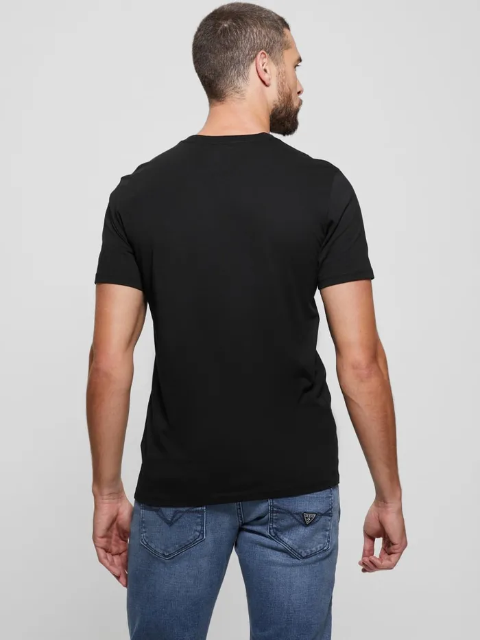 GUESS T Shirts and Tanks Embroidered Signature Tee Blue 8211 Men