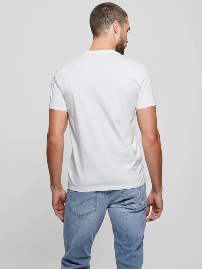 GUESS T Shirts and Tanks Embroidered Signature Tee Blue 8211 Men
