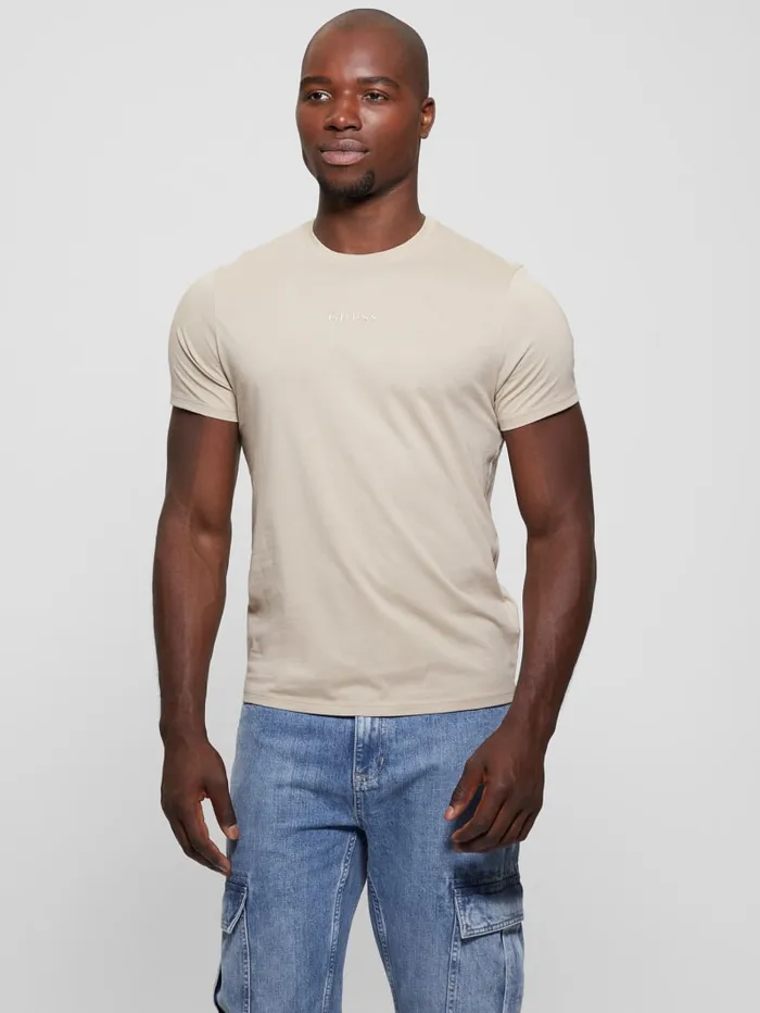 GUESS T Shirts and Tanks Embroidered Signature Tee Blue 8211 Men