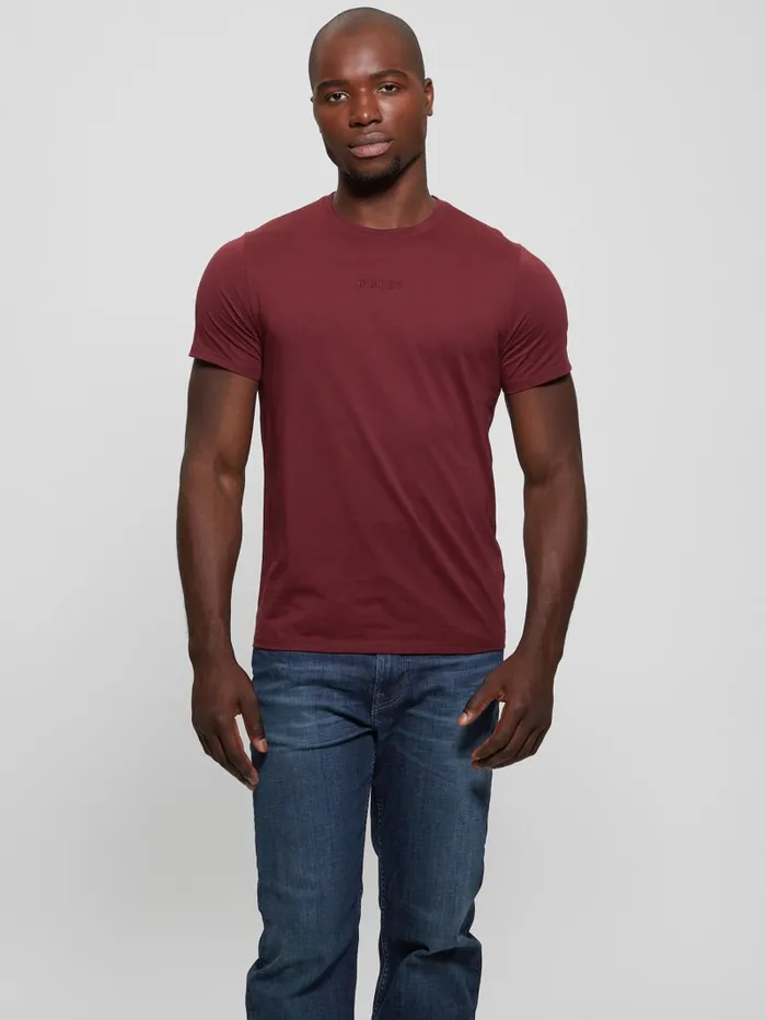 GUESS T Shirts and Tanks Embroidered Signature Tee Blue 8211 Men