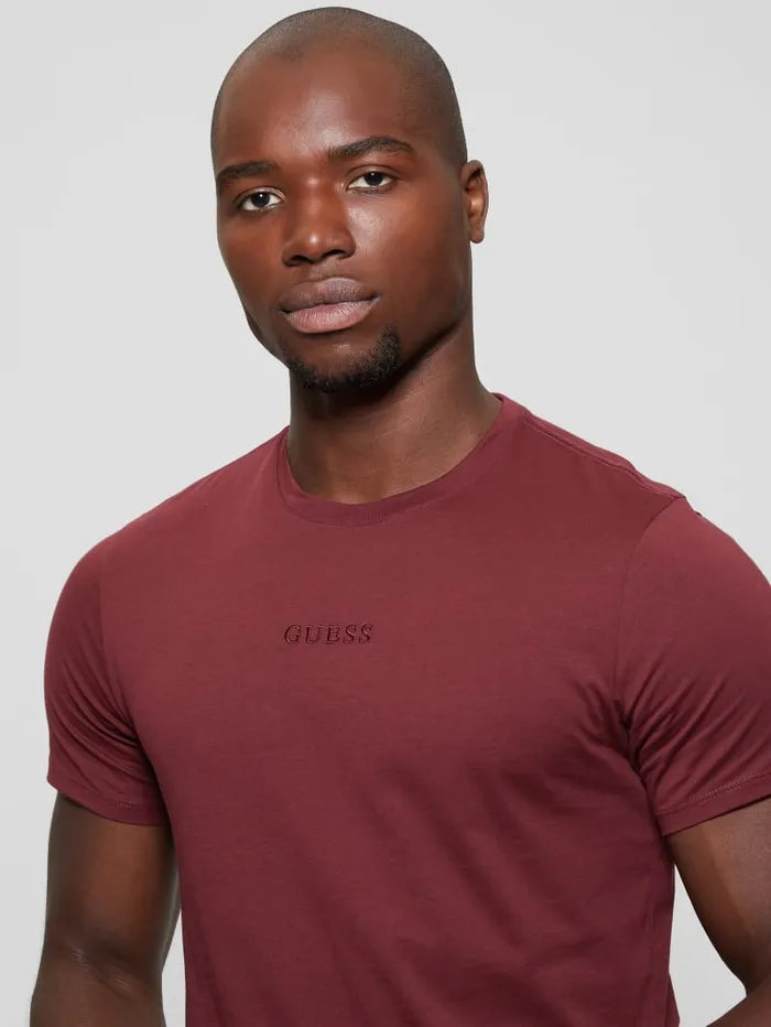 GUESS T Shirts and Tanks Embroidered Signature Tee Blue 8211 Men