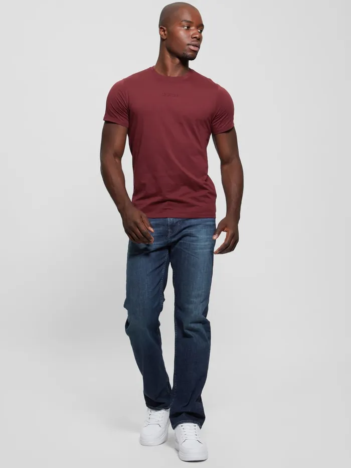 GUESS T Shirts and Tanks Embroidered Signature Tee Blue 8211 Men