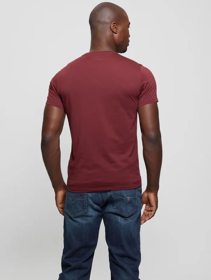 GUESS T Shirts and Tanks Embroidered Signature Tee Blue 8211 Men