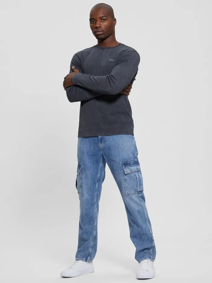 GUESS T Shirts and Tanks Hillside Washed Tee Blue 8211 Men