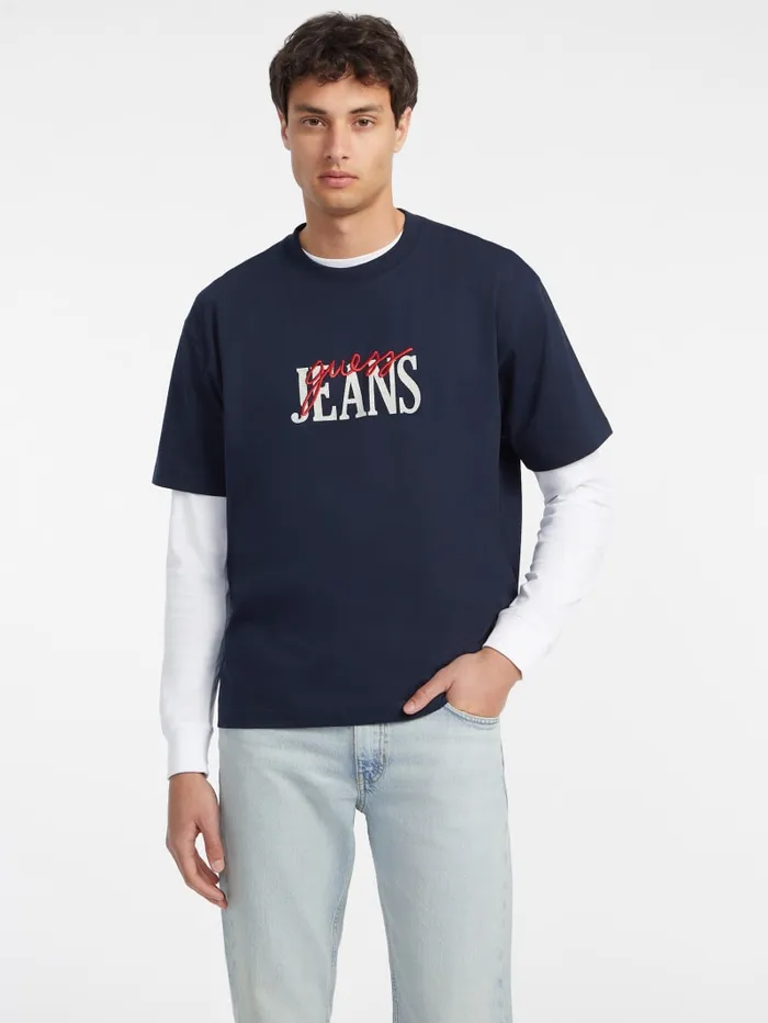 GUESS T Shirts and Tanks Mixed Logo Tee White 8211 Men