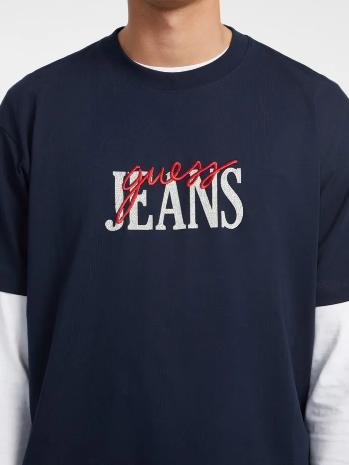 GUESS T Shirts and Tanks Mixed Logo Tee White 8211 Men