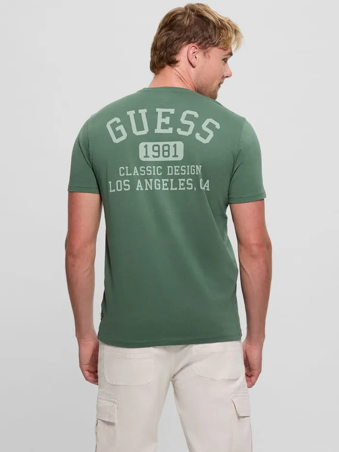 GUESS T Shirts and Tanks Signature Collegiate Tee Green 8211 Men