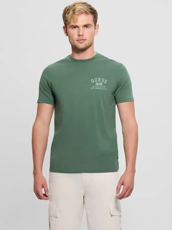 GUESS T Shirts and Tanks Signature Collegiate Tee Green 8211 Men