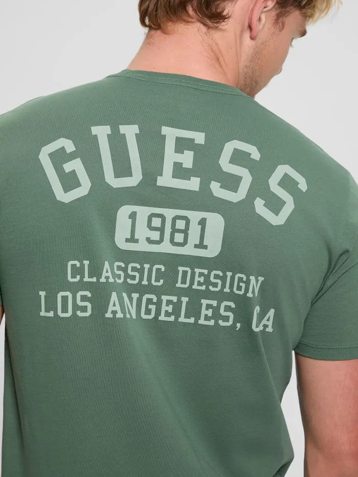 GUESS T Shirts and Tanks Signature Collegiate Tee Green 8211 Men