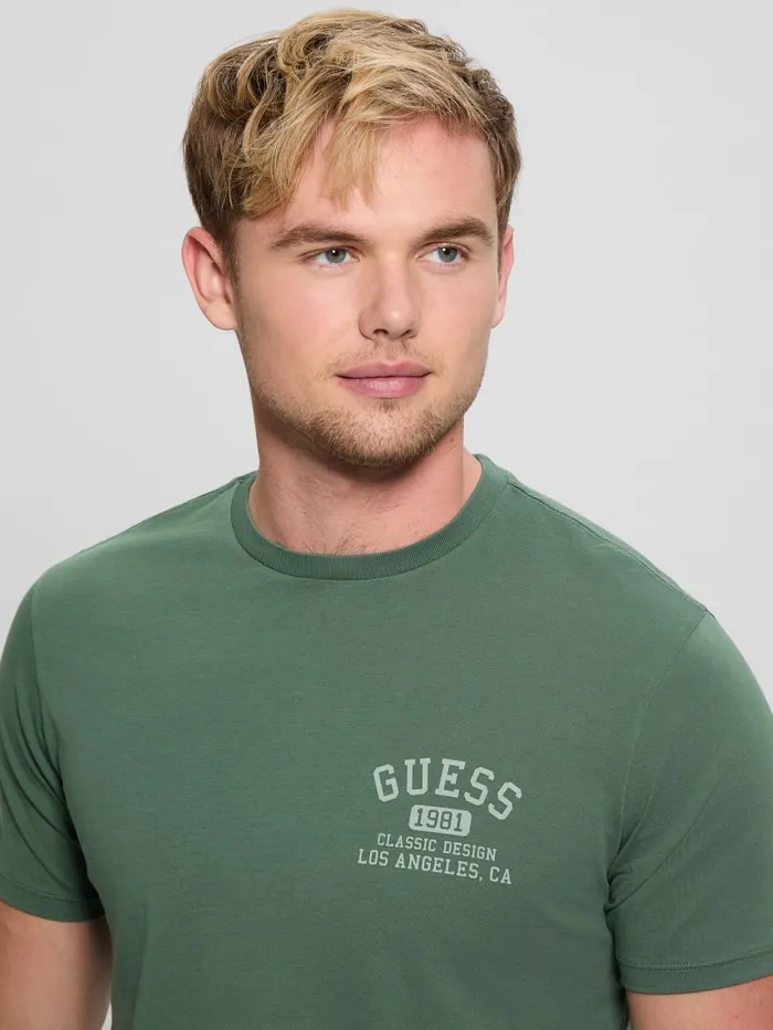 GUESS T Shirts and Tanks Signature Collegiate Tee Green 8211 Men