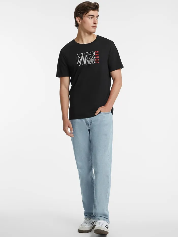 GUESS T Shirts and Tanks Slim Outlined Logo Tee Black 8211 Men