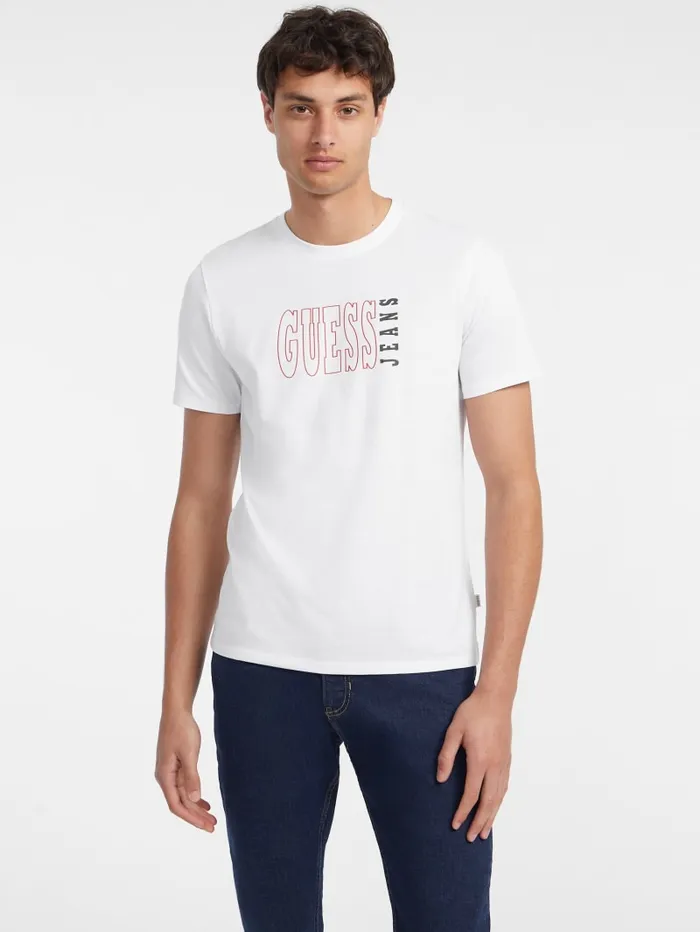 GUESS T Shirts and Tanks Slim Outlined Logo Tee Black 8211 Men