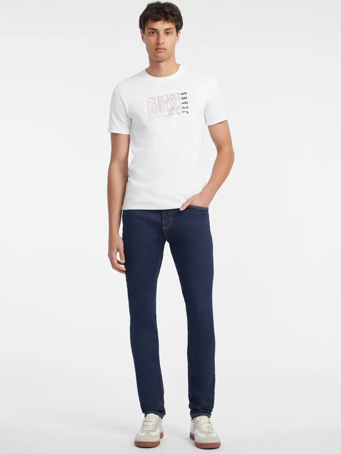 GUESS T Shirts and Tanks Slim Outlined Logo Tee Black 8211 Men