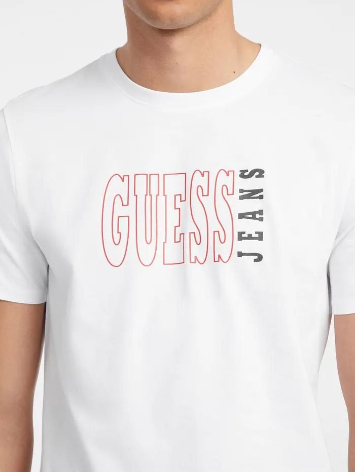 GUESS T Shirts and Tanks Slim Outlined Logo Tee Black 8211 Men