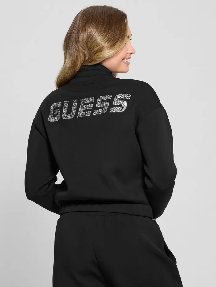 GUESS Tops Eco Cecilia Scuba ZipUp Sweatshirt Black 8211 Women