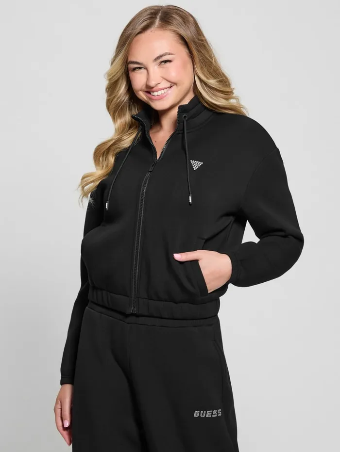 GUESS Tops Eco Cecilia Scuba ZipUp Sweatshirt Black 8211 Women
