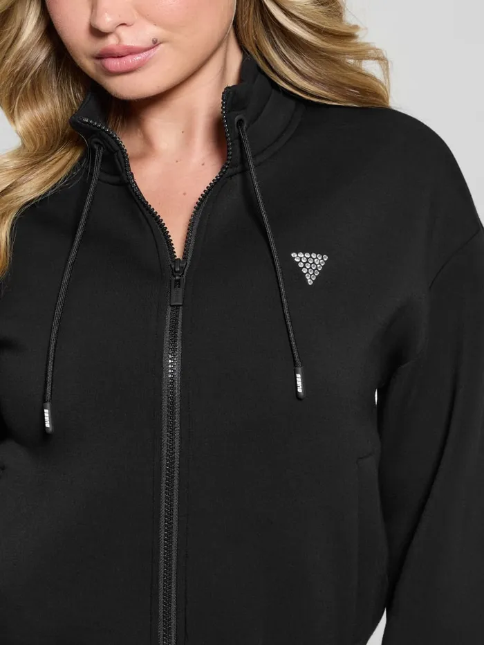 GUESS Tops Eco Cecilia Scuba ZipUp Sweatshirt Black 8211 Women