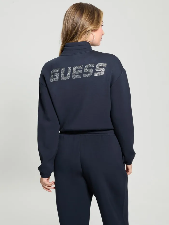 GUESS Tops Eco Cecilia Scuba ZipUp Sweatshirt Black 8211 Women