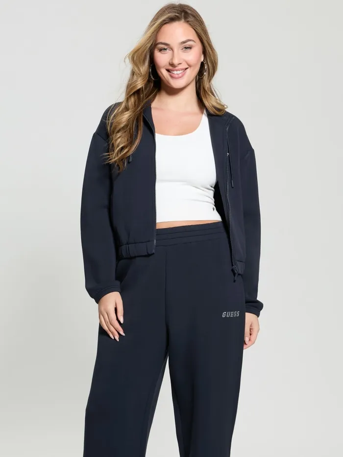 GUESS Tops Eco Cecilia Scuba ZipUp Sweatshirt Black 8211 Women