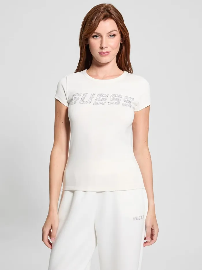 GUESS Tops Eco Kiara Rhinestone Tee White 8211 Women