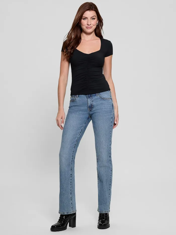 GUESS Tops Eco Rayla Ruched Top Blue 8211 Women