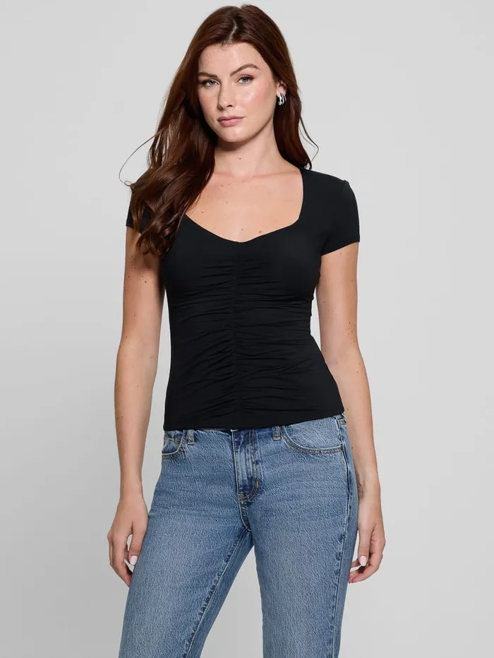 GUESS Tops Eco Rayla Ruched Top Blue 8211 Women