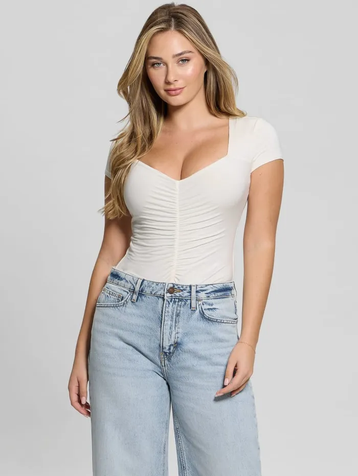 GUESS Tops Eco Rayla Ruched Top Blue 8211 Women