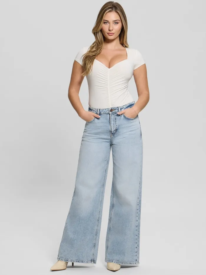 GUESS Tops Eco Rayla Ruched Top Blue 8211 Women
