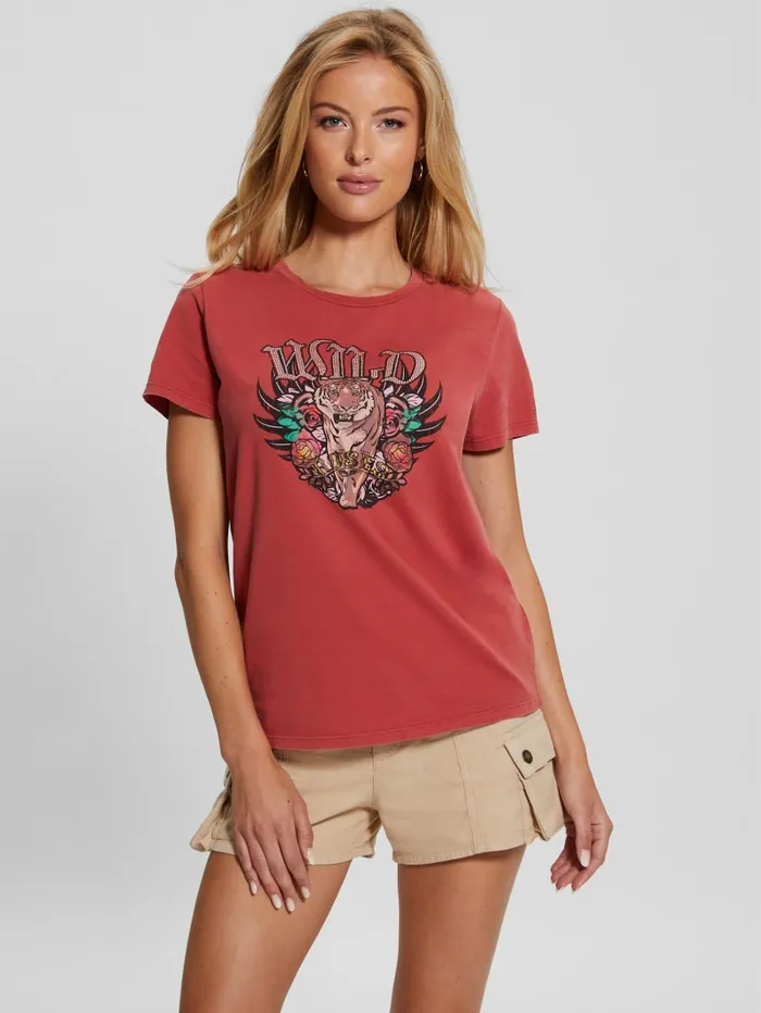 GUESS Tops Eco Wild Roses Easy Tee Red 8211 Women