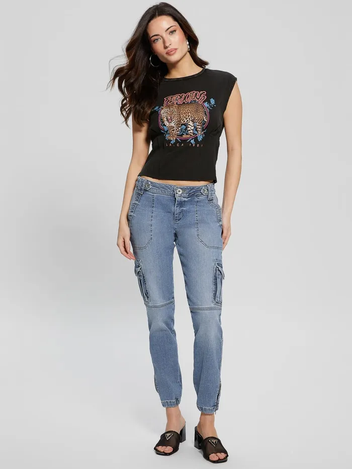 GUESS Tops Ferocious Corset Tee Black 8211 Women